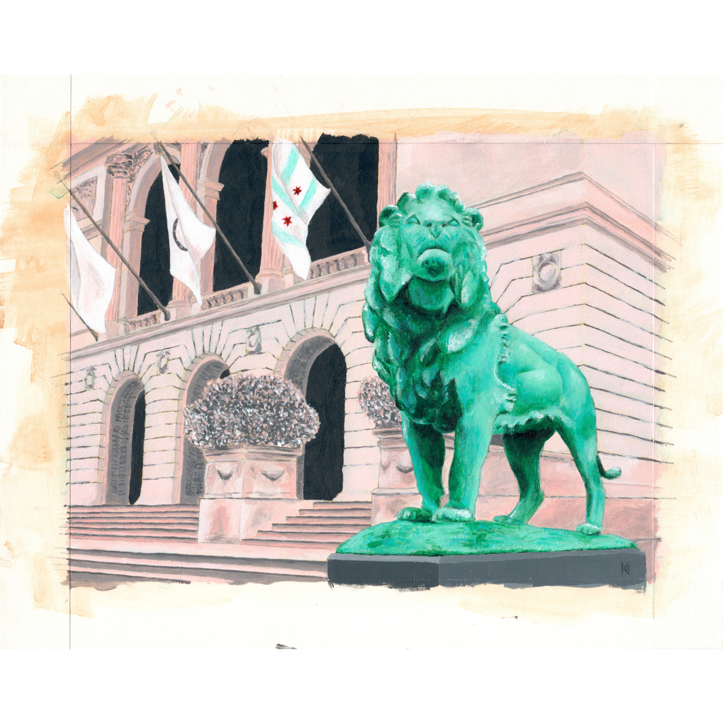 CHICAGO ART INSTITUTE SOUTH LION 🔴